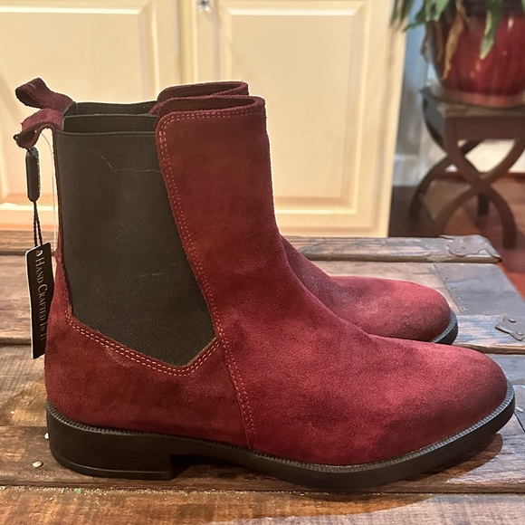 Emanuele Crasto Burgundy Mid Calf Suede Boots women’s Size 10 EU 41 NWT Italy - Picture 1 of 7